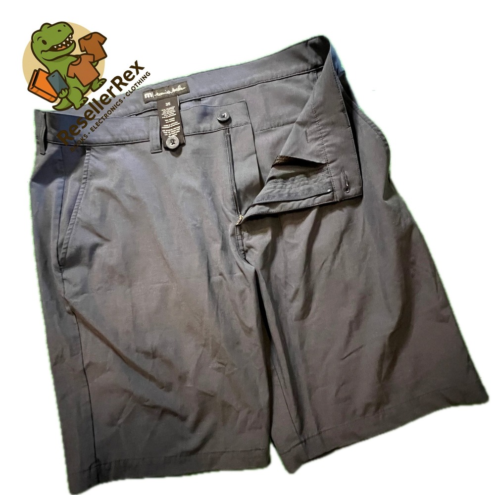 Travis Mathew Mens Size 35 Gray Performance Golf Shorts Flat Front Stretch